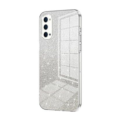 For OPPO Reno4 Gradient Glitter Powder Electroplated Phone Case(Transparent) by buy2fix