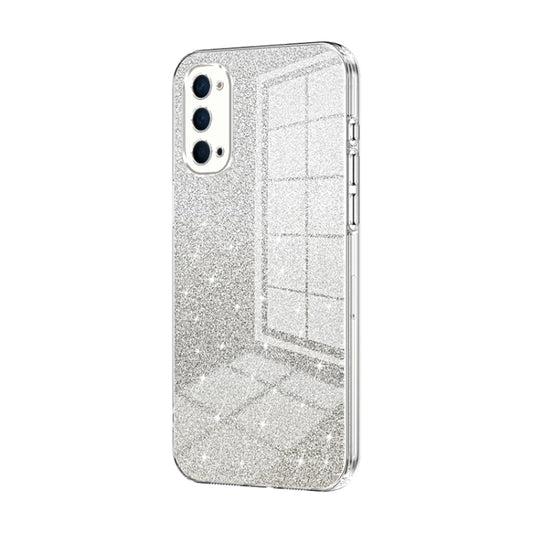 For OPPO Reno4 Gradient Glitter Powder Electroplated Phone Case(Transparent) by buy2fix