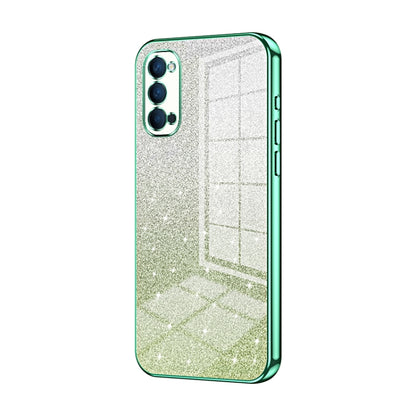 For OPPO Reno4 Gradient Glitter Powder Electroplated Phone Case(Green) by buy2fix