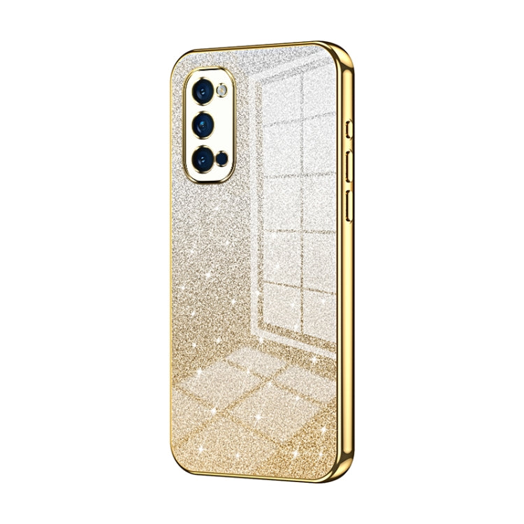For OPPO Reno4 Pro Gradient Glitter Powder Electroplated Phone Case(Gold) by buy2fix