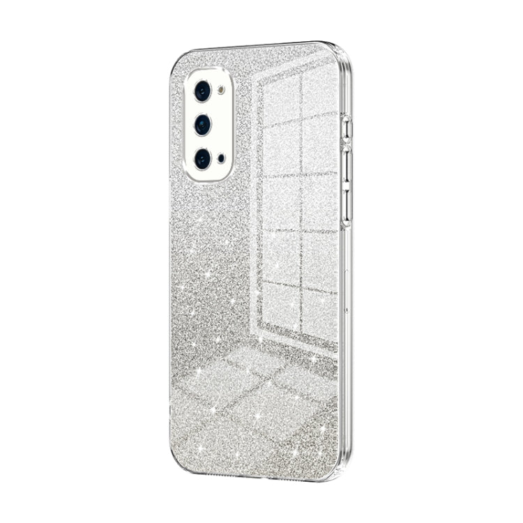 For OPPO Reno4 Pro Gradient Glitter Powder Electroplated Phone Case(Transparent) by buy2fix