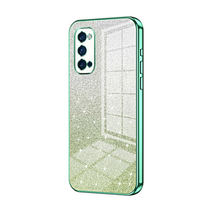 For OPPO Reno4 Pro Gradient Glitter Powder Electroplated Phone Case(Green) by buy2fix