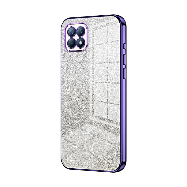 For OPPO Reno4 SE Gradient Glitter Powder Electroplated Phone Case(Purple) by buy2fix