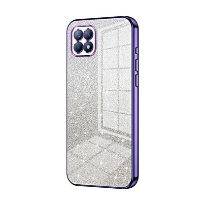 For OPPO Reno4 SE Gradient Glitter Powder Electroplated Phone Case(Purple) by buy2fix