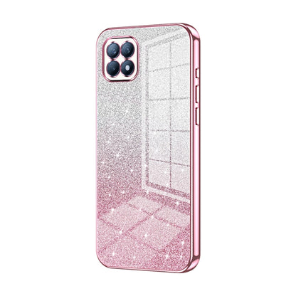 For OPPO Reno4 SE Gradient Glitter Powder Electroplated Phone Case(Pink) by buy2fix