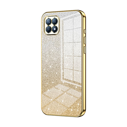 For OPPO Reno4 SE Gradient Glitter Powder Electroplated Phone Case(Gold) by buy2fix