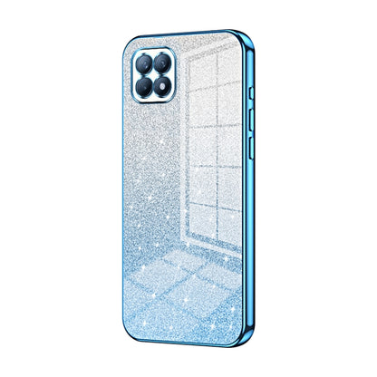 For OPPO Reno4 SE Gradient Glitter Powder Electroplated Phone Case(Blue) by buy2fix