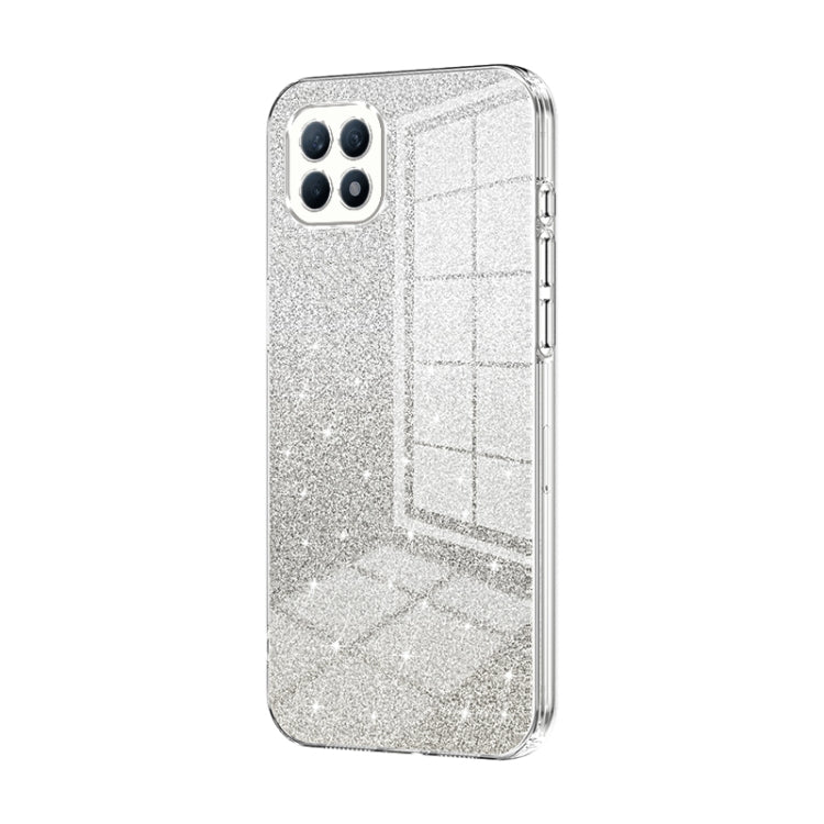 For OPPO Reno4 SE Gradient Glitter Powder Electroplated Phone Case(Transparent) by buy2fix