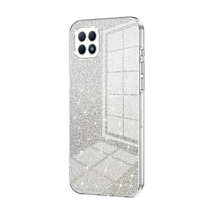 For OPPO Reno4 SE Gradient Glitter Powder Electroplated Phone Case(Transparent) by buy2fix