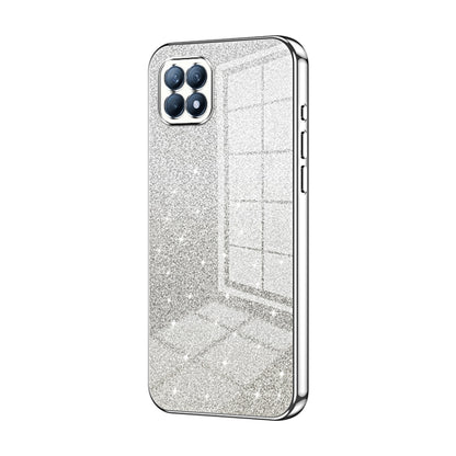For OPPO Reno4 SE Gradient Glitter Powder Electroplated Phone Case(Silver) by buy2fix