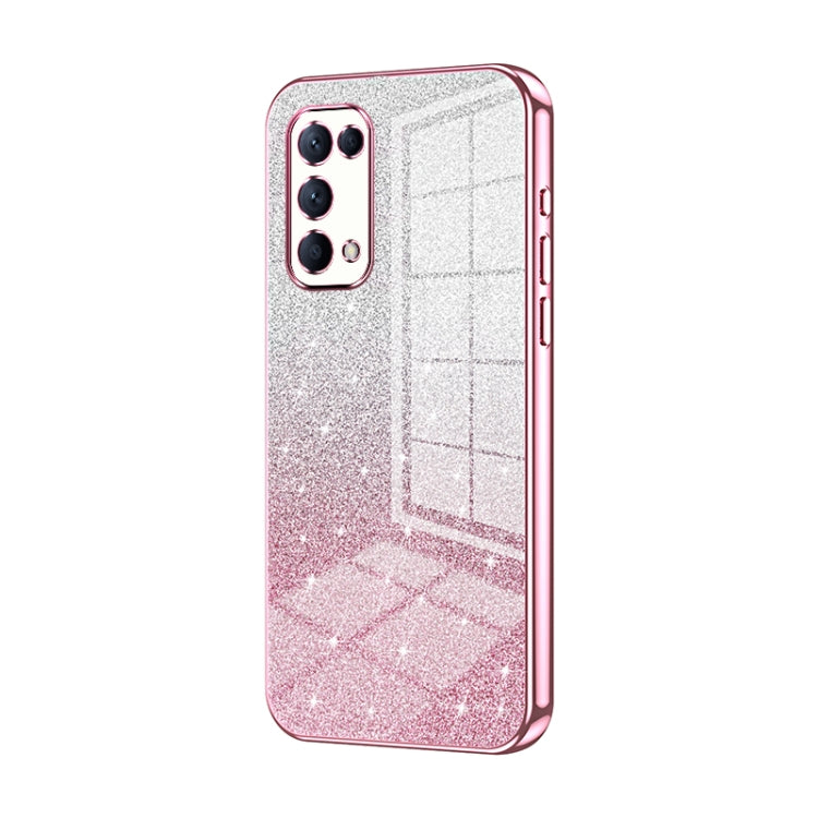 For OPPO Reno5 4G/5G / Reno5 K Gradient Glitter Powder Electroplated Phone Case(Pink) by buy2fix