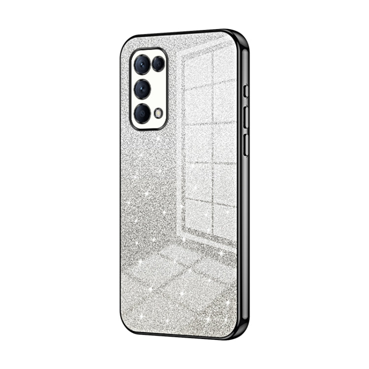 For OPPO Reno5 4G/5G / Reno5 K Gradient Glitter Powder Electroplated Phone Case(Black) by buy2fix