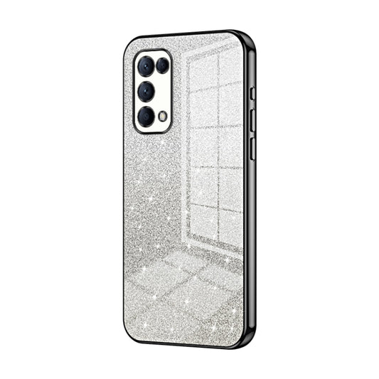 For OPPO Reno5 4G/5G / Reno5 K Gradient Glitter Powder Electroplated Phone Case(Black) by buy2fix