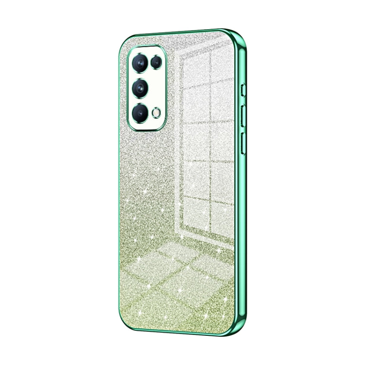 For OPPO Reno5 Pro Gradient Glitter Powder Electroplated Phone Case(Green) by buy2fix