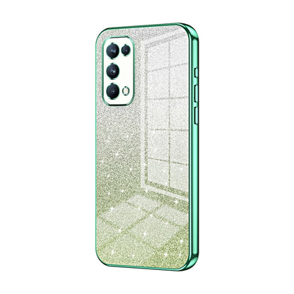 For OPPO Reno5 Pro Gradient Glitter Powder Electroplated Phone Case(Green) by buy2fix