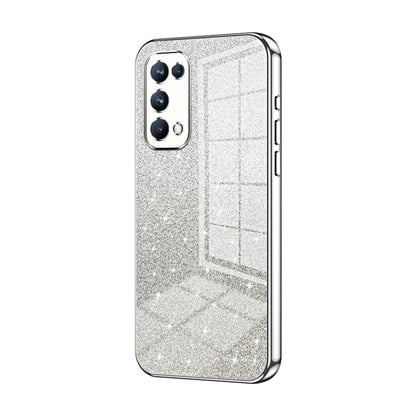 For OPPO Reno5 Pro Gradient Glitter Powder Electroplated Phone Case(Silver) by buy2fix