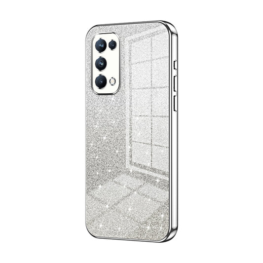 For OPPO Reno5 Pro Gradient Glitter Powder Electroplated Phone Case(Silver) by buy2fix