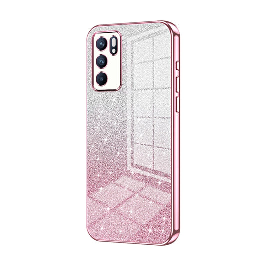For OPPO Reno6 Indian / Malay Gradient Glitter Powder Electroplated Phone Case(Pink) by buy2fix
