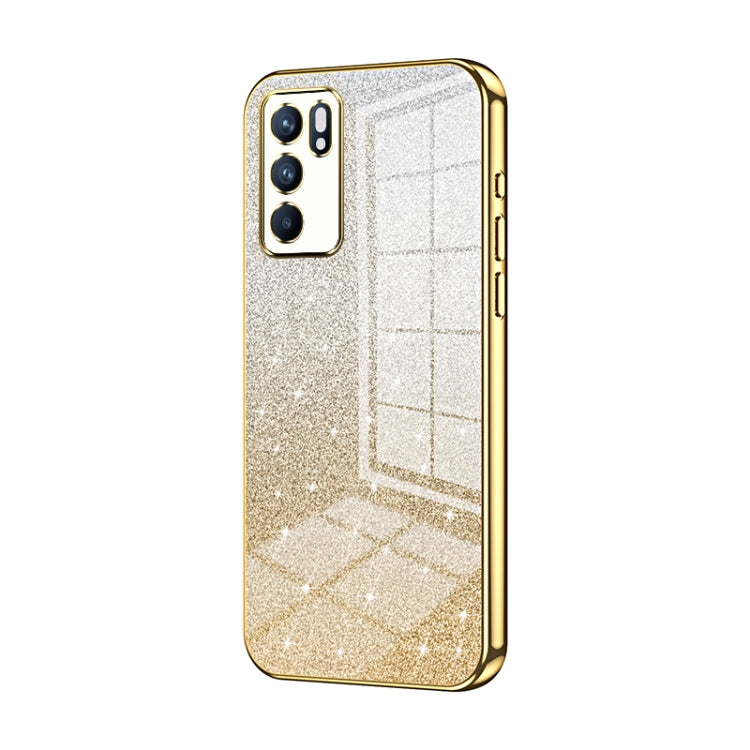 For OPPO Reno6 Indian / Malay Gradient Glitter Powder Electroplated Phone Case(Gold) by buy2fix