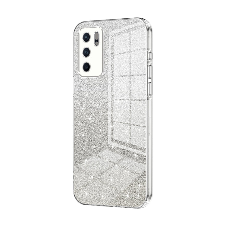For OPPO Reno6 Indian / Malay Gradient Glitter Powder Electroplated Phone Case(Transparent) by buy2fix