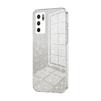 For OPPO Reno6 Indian / Malay Gradient Glitter Powder Electroplated Phone Case(Transparent) by buy2fix