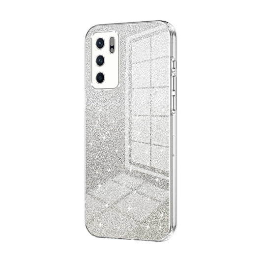 For OPPO Reno6 Indian / Malay Gradient Glitter Powder Electroplated Phone Case(Transparent) by buy2fix