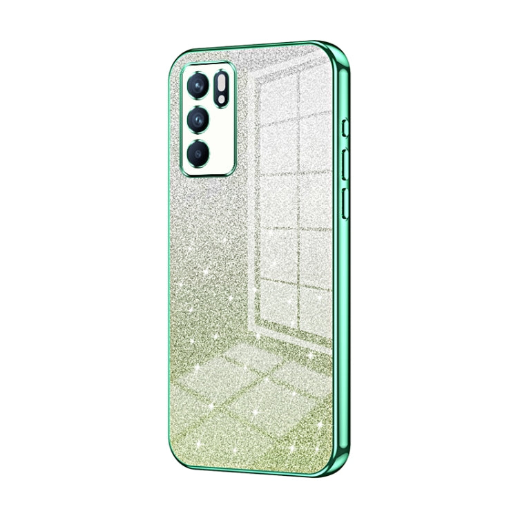 For OPPO Reno6 Indian / Malay Gradient Glitter Powder Electroplated Phone Case(Green) by buy2fix