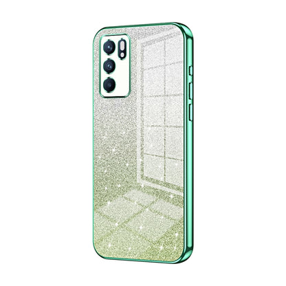 For OPPO Reno6 Indian / Malay Gradient Glitter Powder Electroplated Phone Case(Green) by buy2fix