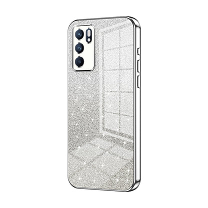 For OPPO Reno6 Indian / Malay Gradient Glitter Powder Electroplated Phone Case(Silver) by buy2fix