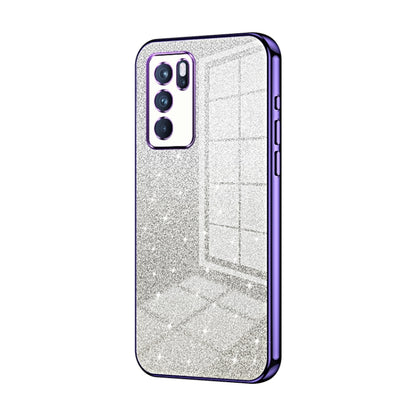 For OPPO Reno6 Pro Indian Gradient Glitter Powder Electroplated Phone Case(Purple) by buy2fix