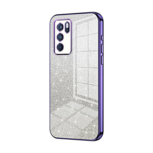 For OPPO Reno6 Pro Indian Gradient Glitter Powder Electroplated Phone Case(Purple) by buy2fix