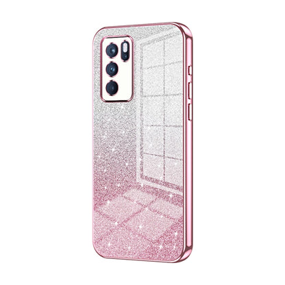 For OPPO Reno6 Pro Indian Gradient Glitter Powder Electroplated Phone Case(Pink) by buy2fix