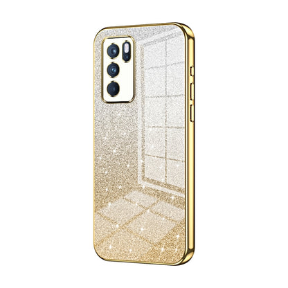 For OPPO Reno6 Pro Indian Gradient Glitter Powder Electroplated Phone Case(Gold) by buy2fix