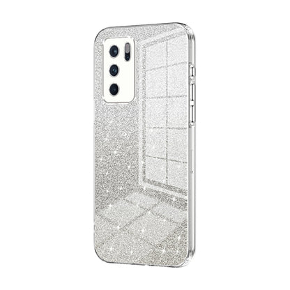 For OPPO Reno6 Pro Indian Gradient Glitter Powder Electroplated Phone Case(Transparent) by buy2fix
