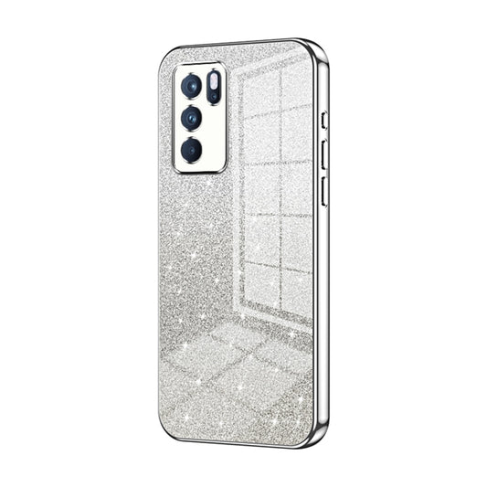 For OPPO Reno6 Pro Indian Gradient Glitter Powder Electroplated Phone Case(Silver) by buy2fix