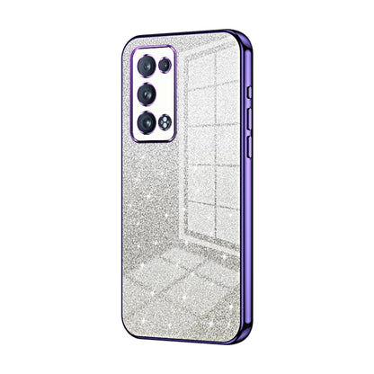 For OPPO Reno6 Pro+ Gradient Glitter Powder Electroplated Phone Case(Purple) by buy2fix