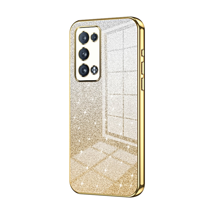 For OPPO Reno6 Pro+ Gradient Glitter Powder Electroplated Phone Case(Gold) by buy2fix