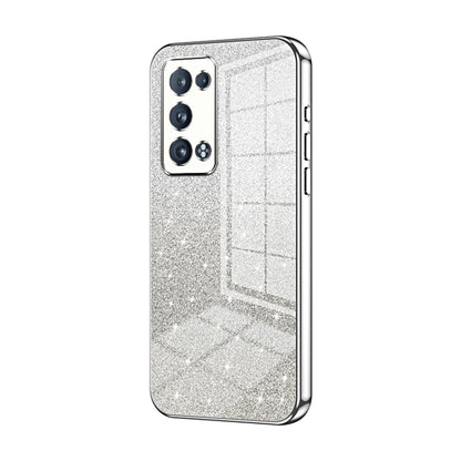 For OPPO Reno6 Pro+ Gradient Glitter Powder Electroplated Phone Case(Silver) by buy2fix