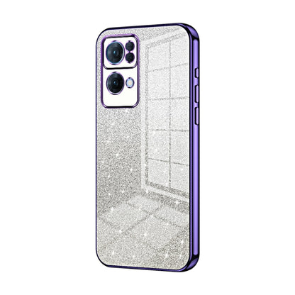 For OPPO Reno7 Pro Gradient Glitter Powder Electroplated Phone Case(Purple) by buy2fix