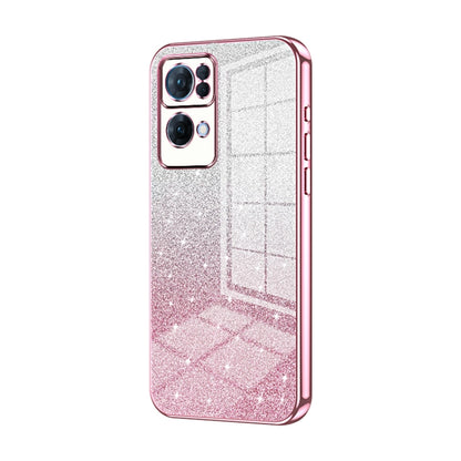 For OPPO Reno7 Pro Gradient Glitter Powder Electroplated Phone Case(Pink) by buy2fix