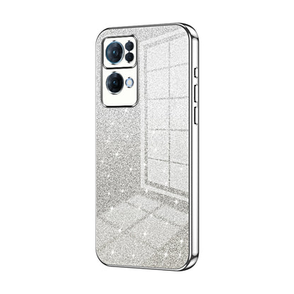 For OPPO Reno7 Pro Gradient Glitter Powder Electroplated Phone Case(Silver) by buy2fix