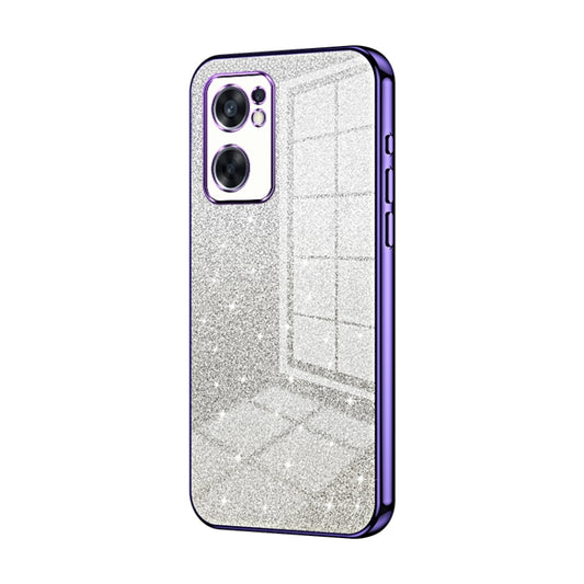 For OPPO Reno7 SE Gradient Glitter Powder Electroplated Phone Case(Purple) by buy2fix