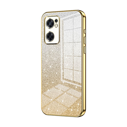 For OPPO Reno7 SE Gradient Glitter Powder Electroplated Phone Case(Gold) by buy2fix