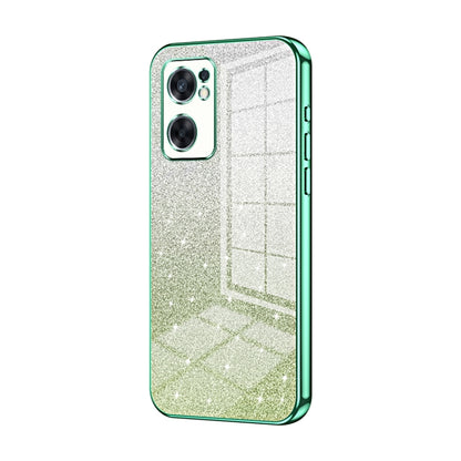 For OPPO Reno7 SE Gradient Glitter Powder Electroplated Phone Case(Green) by buy2fix