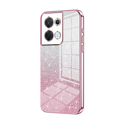 For OPPO Reno8 Gradient Glitter Powder Electroplated Phone Case(Pink) by buy2fix