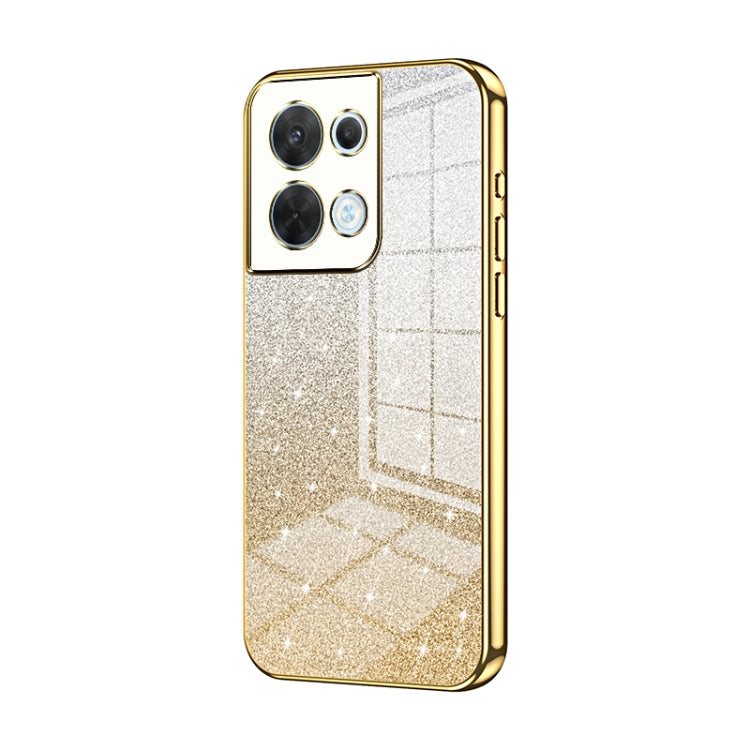 For OPPO Reno8 Gradient Glitter Powder Electroplated Phone Case(Gold) by buy2fix
