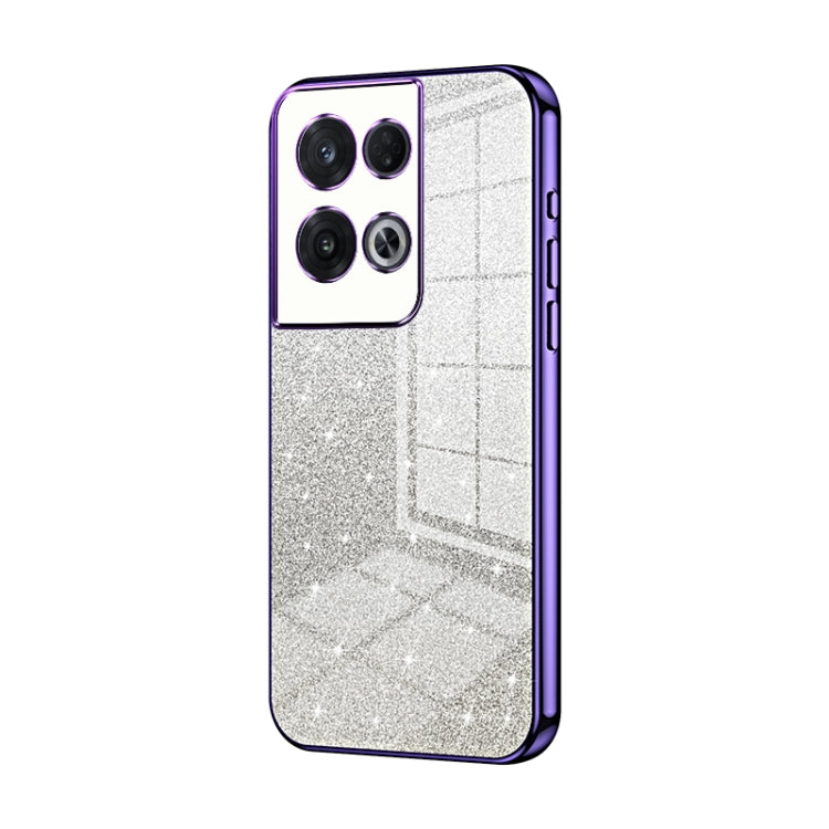 For OPPO Reno8 Pro Gradient Glitter Powder Electroplated Phone Case(Purple) by buy2fix