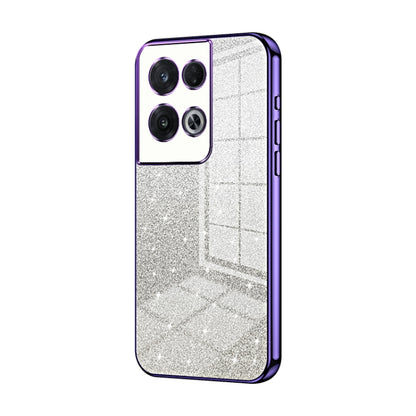 For OPPO Reno8 Pro Gradient Glitter Powder Electroplated Phone Case(Purple) by buy2fix