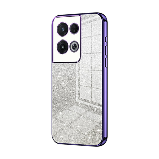 For OPPO Reno8 Pro Gradient Glitter Powder Electroplated Phone Case(Purple) by buy2fix