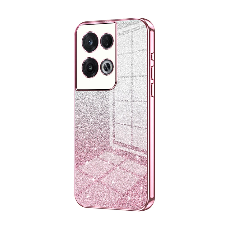 For OPPO Reno8 Pro Gradient Glitter Powder Electroplated Phone Case(Pink) by buy2fix